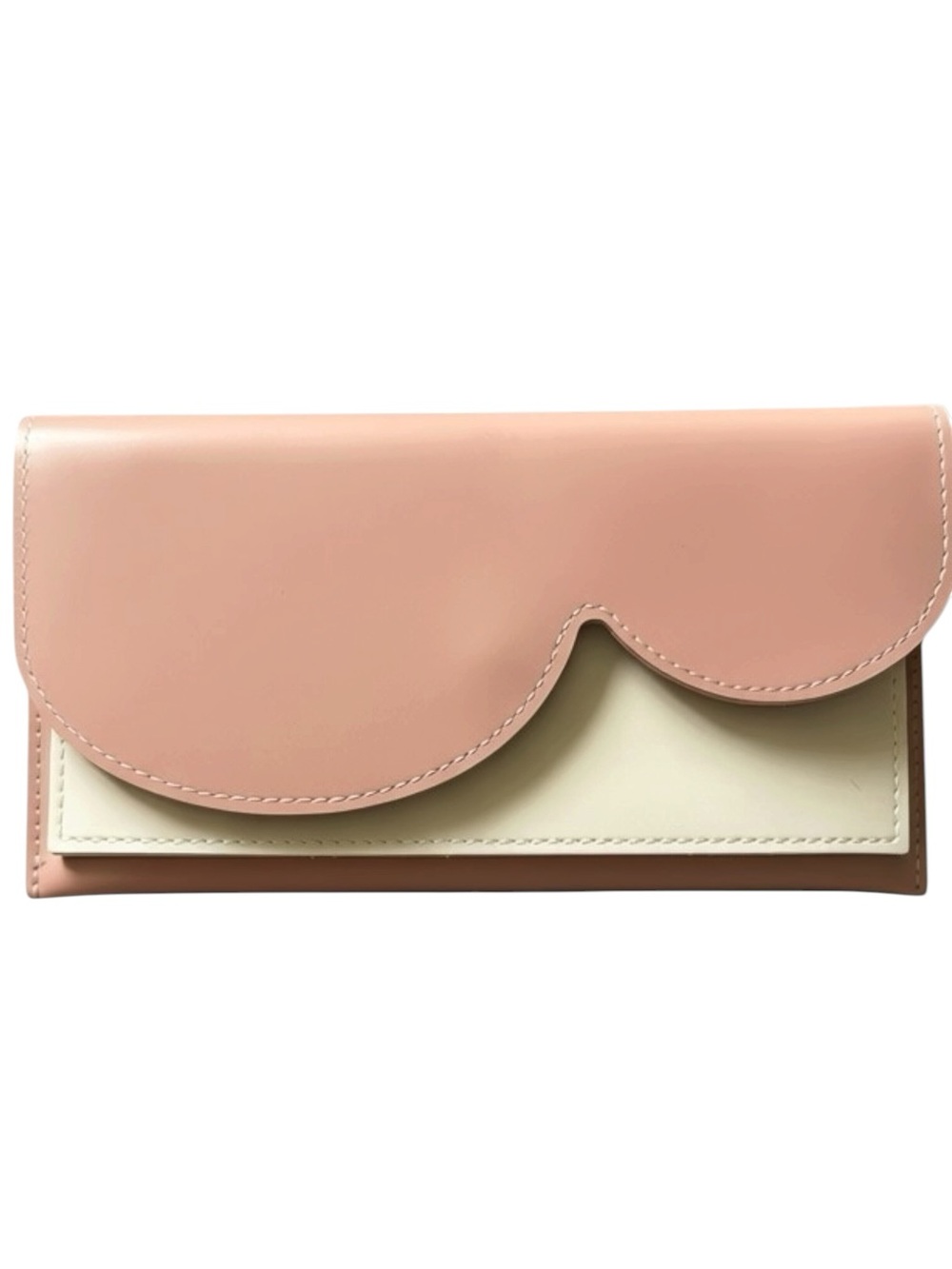 Chloe-Inspired Scalloped Rose and Cream Faux Leather Clutch Wallet New!